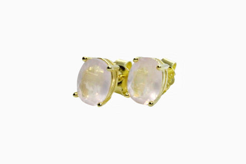 Divya दिव्या | Rosenquarz | Ohrstecker | 18K Vermeil Vergoldung